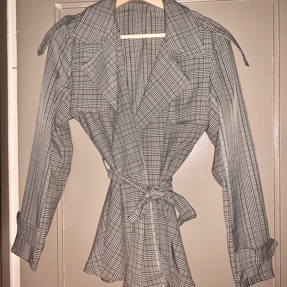 Black & White Striped Jacket Top
